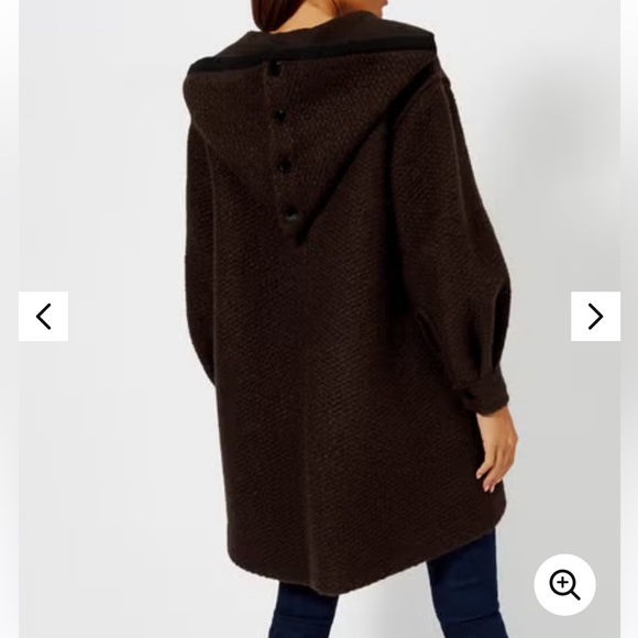SEE by CHLOE Wool Blend Hooded Coat Medium Brown Snap Closures Pockets - Picture 2 of 14
